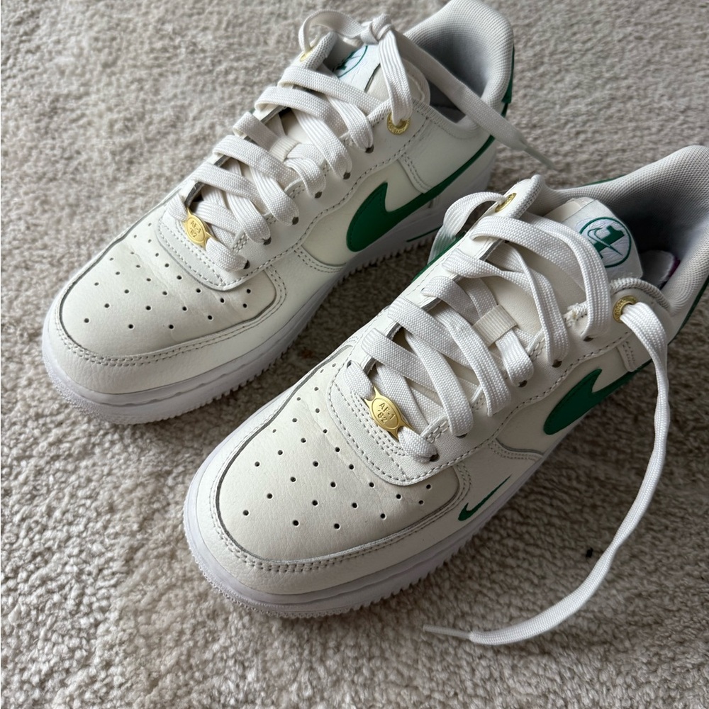 Nike Air force with Green and Gold Highlights